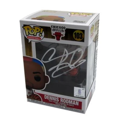 Dennis Rodman HOF Autographed Funko Pop! #103 Figurine NBA Chicago Bulls JSA 393 - Image 1 of 4