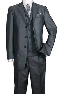 Men's Fashion Suit Lapel Trim Design With Vest and pants 3 Button 5 Colors 5909V - Picture 1 of 11