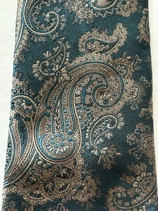Men's Haggar Imported Polyester Fabric Blue/Gold Paisley Designer Necktie USA - Picture 1 of 3