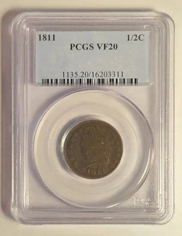 1811 P Half Cent Classic Head PCGS VF-20 BN Cover