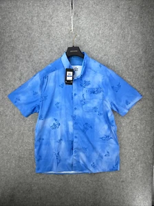NWT Under Armour Mens Sz XL UPF 30 Dockside Short Sleeve Novelty Shirt Blue Fish - Picture 1 of 13