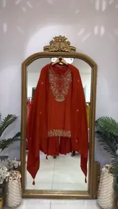 SALWAR KAMEEZ DUPATTA WEDDING GEORGETTE INDIAN BOLLYWOOD DRESS PARTY WEAR - Picture 1 of 8