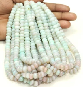 Beautiful Peruvian Pink Opal Smooth rondelle shape Beads,7-10mm Green Pink Opal - Picture 1 of 8