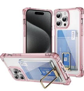 Phone Case• iPhone 15 Pro Max 6.7 in W/Card Holder Slot & Kickstand•Pink - Picture 1 of 11