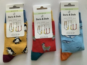 3 Pair Kids Fun Socks £7.50 Organic Cotton/Bamboo Size 12-3 Doris And Dude - Picture 1 of 5
