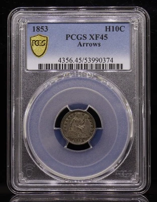 1853 Seated Liberty Half Dime Arrows PCGS XF45 - Image 1 of 4