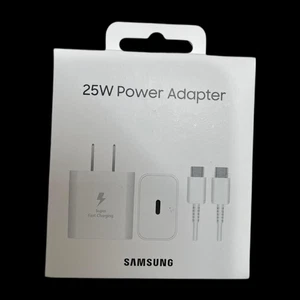 SAMSUNG 25W USB-C FAST CHARGING WALL CHARGER + USB C CABLE. SAMSUNG T2510XWEGUS - Picture 1 of 4