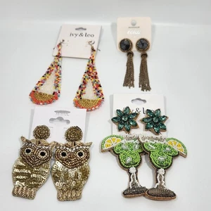 Earring Lot Ivy & Leo Seed Bead Owl Dangle Margarita NWT - Picture 1 of 9