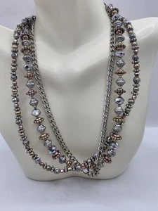 Gargantilla multicapa tricolor con cuentas\collar 15"-16" +2" - Imagen 1 de 3