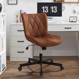 Silla de Escritorio de Oficina de Cuero PU Silla de Tareas Giratoria Ergonómica con Ruedas 300lbs - Imagen 1 de 8