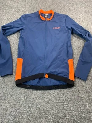 Oakley Shirt Womens Medium Blue Long Sleeve Full Zip Cycling Reflective Stretch - Image 1 of 4