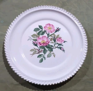 VTG Pink Flowers 10" Dinner Plate w/22K Gold Rim - Picture 1 of 19