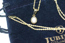 Vintage 9K Genuine 0.76 ctw Fire Opal Pendant 10K Rope Solid Gold Necklace 18"