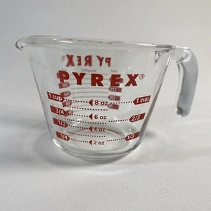 Vintage Pyrex 1 Tasse Messbecher "L" Griff, roter Schriftzug von Corning USA - Bild 1 von 6