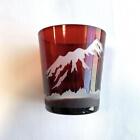Edo Kiriko Glass Drinking antique cup Sake Japan Red Mt.Fuji