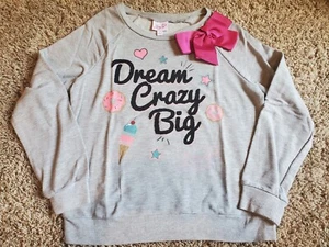 JOJO Siwa Dream Crazy Big Gray Sweatshirt with Beads and Side Bow Large - Picture 1 of 3