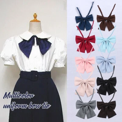  Japanese Cute School Girls Uniform Bow Tie Pure Colors Lolita Necktie Cosplay - Image 1 of 4