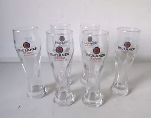 SEI BICCHIERI BIRRA PAULANER IN VETRO VINTAGE DA COLLEZIONE - Picture 1 of 5