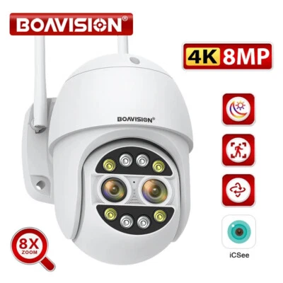 BOAVISON BOAVISION HD 8MP WIFI Camera PTZ Dual Lens 8X Digital Zoom Outdoor Auto Tracking