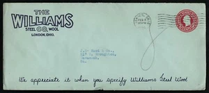US 1916 #U432 - 2c - #10 Stamped Envelope Cover Williams Co Steel Wool London OH - Picture 1 of 2