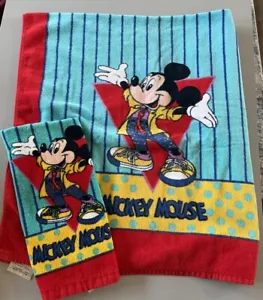 Vintage Franco Disney Mickey Mouse 90's  2 Piece Towel Set New Bath & Hand Towel - Picture 1 of 5