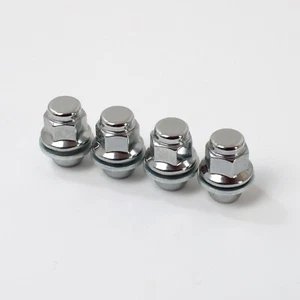 Set of 4 Chrome M12 x 1.25, 21mm Hex Flat Seat Alloy Wheel Nuts fits Nissan OEM - Picture 1 of 2