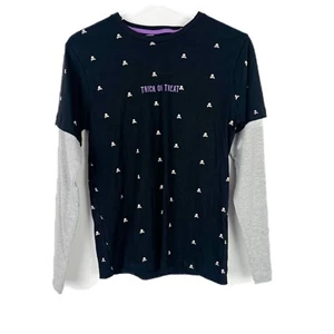 NWT Denim & Flower Trick or Treat Skull Print Long Sleeve T-Shirt Boy Size 9/10 - Picture 1 of 9