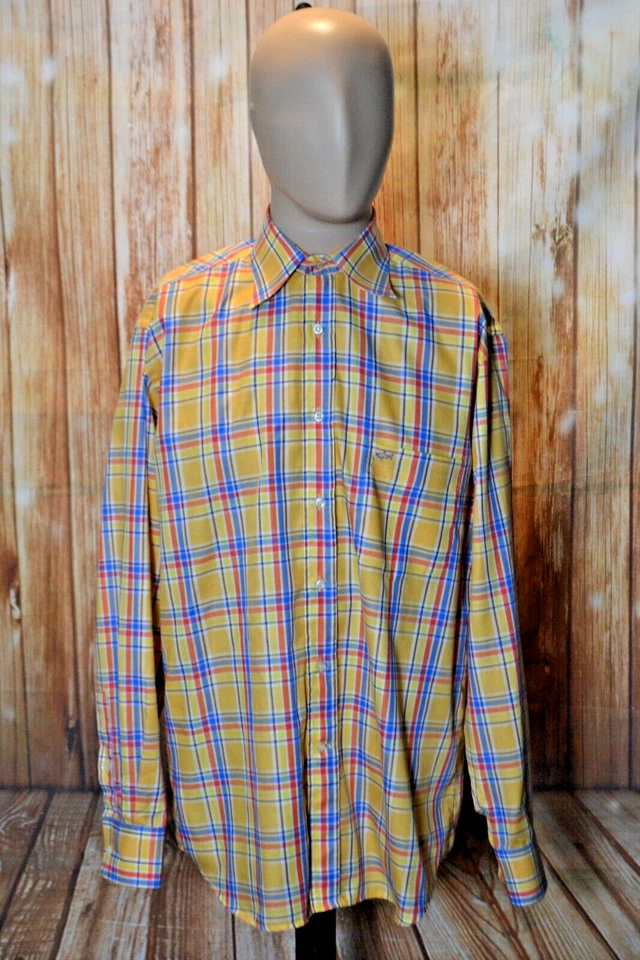 Camisa de vestir Paul Shark para hombre Yachting amarilla a cuadros abotonada talla 39 EU/15,5 EE. UU. Foto 1 de 4