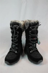 NIB Propet Black Suede Puffer Cold Weather Boot Tie Front 6 Wide (D) Faux Fur - Picture 1 of 10