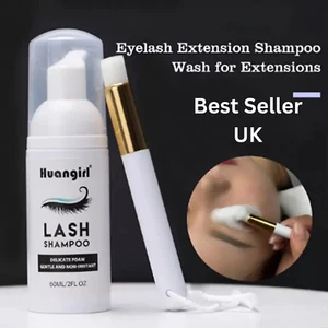 Eyelash Shampoo for Eyelash Extension Eye lash Foam Cleanser with soft brush 60m - Picture 1 of 9