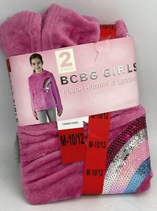 BCBG Girls Plush Hoodie & Leggings Pink Sequin Rainbow Size M (10/12) New NWT - Picture 1 of 4