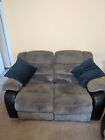 Slate Grey  Fabric Recliner Sofa 3 Seater 2 Seater Arm Chair & Dual Cup Holder