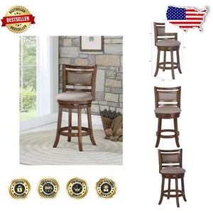 Elegant 24-Inch Aberdeen Swivel Stool with Flared Legs & Nailhead Accent - Picture 1 of 11