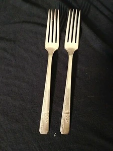 2 Grenoble Silverplate Dinner Forks Heirloom Plate Prestige 1938 Fork Flatware - Picture 1 of 6