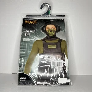 Spirit Halloween Army Kit Costume Includes Vest, Hooded Mask & Headphones LG/XL - Picture 1 of 11