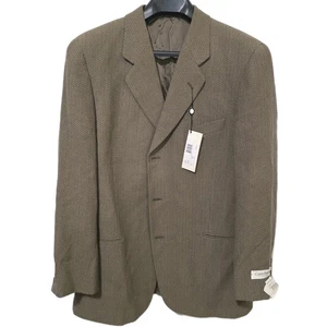 NWT $698 Vintage Calvin Klein Collection Herringbone Blazer Made in Italy 44R  - Picture 1 of 7