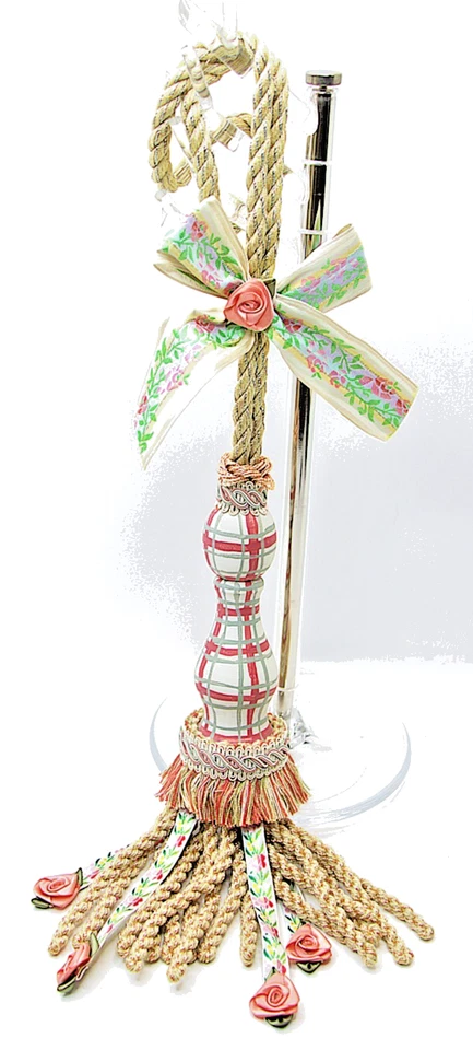 Cortina Corbata Rosas Rosa Cuadros Shabby Chic Decorativo Floral Lazo Tono Dorado Foto 1 de 4