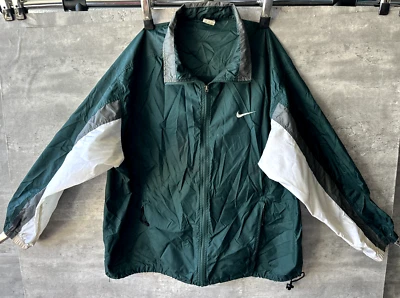 Chaqueta cortavientos vintage años 90 Nike verde bosque nailon bloque de color talla XXL Foto 1 de 4