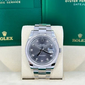 Rolex Datejust 41mm, Gray Rhodium Diamond Dial, Oyster 126334-0005 Mint 2024 - Picture 1 of 16
