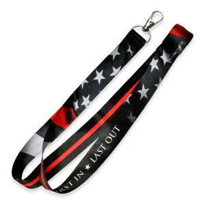 Thin Red Line Awareness Lanyard - Support Firefighters and EMS - Picture 1 of 4