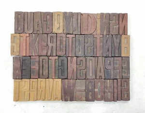 Vintage A To Z Letterpress Wood/Wooden Printing Type Block Typography 52pc 65mm - Picture 1 of 7