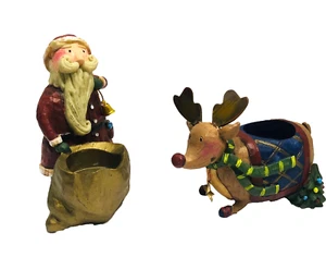 Weihnachten Votiv Kerzenhalter 2er Set launisch Weihnachtsmann mollig Rentier FEHLER - Bild 1 von 9