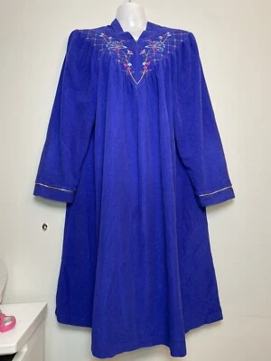 Винтажный Vanity Fair фиолетовый бархат цветочная вышивка пальто халат женщин большой - Изображение 1 из 4