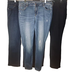 Pantalones de mezclilla para mujer Old Navy talla 14 lote de 3 piezas negro azul corte bota Rockstar Kicker - Imagen 1 de 8
