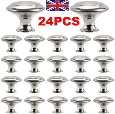 24 Pcs Door Knobs Cabinet Handles Cupboard Drawer Kitchen Stainless Steel DIY UK - Image 1 of 4