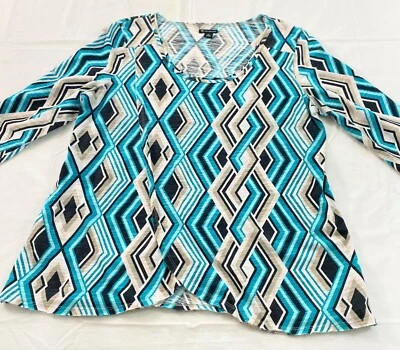 mujer New Directions talla XL multicolor manga 3/4 pull-on algodón poliéster Foto 1 de 4