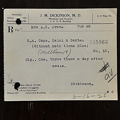 1925 Medicine Prescription Salol Caplets, Now Used For Antiseptic And Chemicals • 262.44$