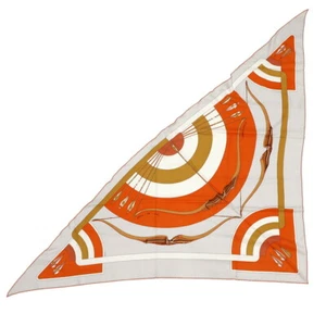HERMES Triangle Geant Arcs-en-Ciel Cashmere70%/Silk30% Greige/Camel/Orange - Picture 1 of 7