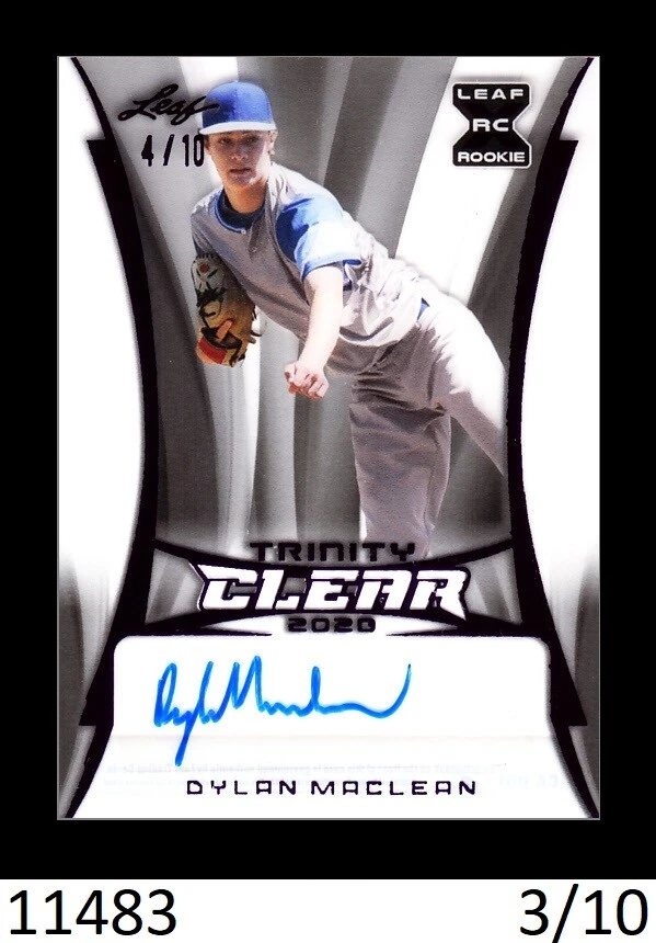 1-2020 LEAF TRINITY CLEAR PURPLE PARALLEL AUTO DYLAN MacLEAN RANGERS 3/10 - Image 1 of 1