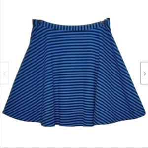 New York & Co Womens Mini Skirt New Medium Black Blue Striped Stretch Pull On - Picture 1 of 6